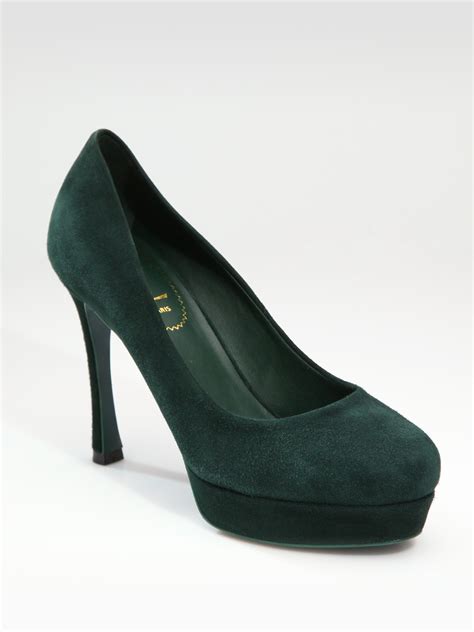 ysl suede pumps|YSL platform pumps.